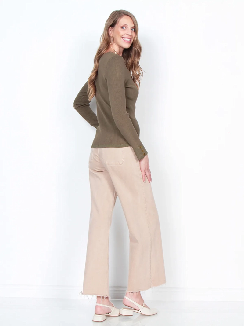 SWEATER MUJER WADOS MANGA LARGA BOTONES ELEGANTES - 5