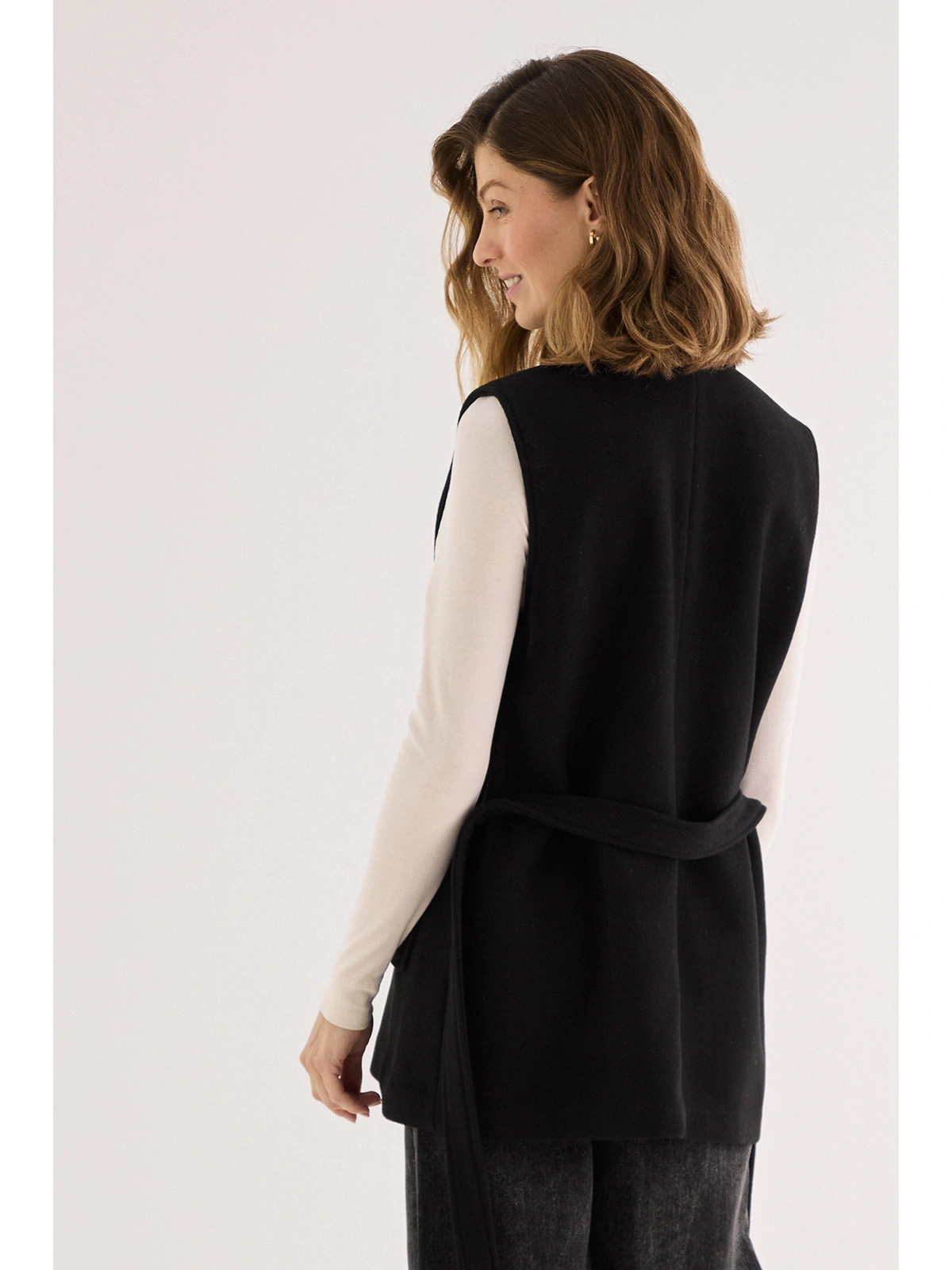 TAPADO MUJER MA GRIFFE SIN MANGAS CON LAZO - 3