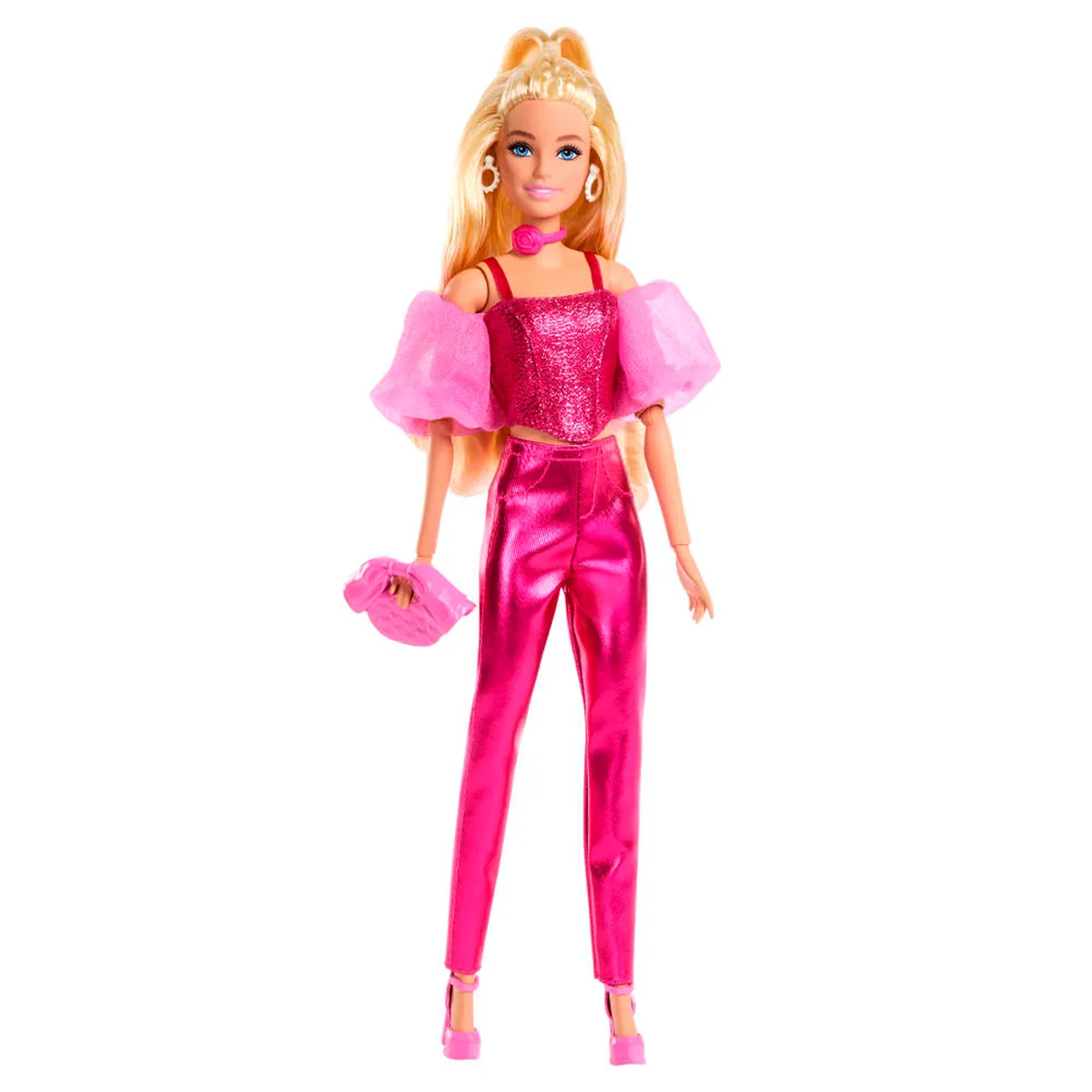 BARBIE FASHIONISTA MUÑECA CON CABELLO RUBIO Y CONJUNTO ROSA - 1