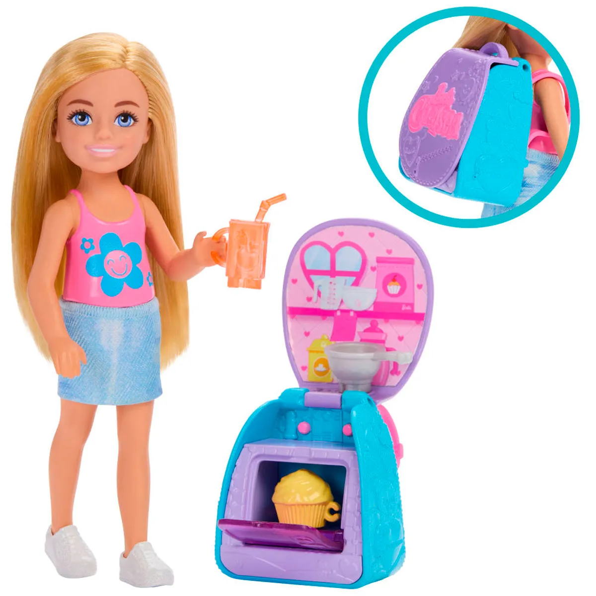 BARBIE SET DE JUEGO CHELSEA MOCHILA PARA HORNEAR CUPCAKES - 3