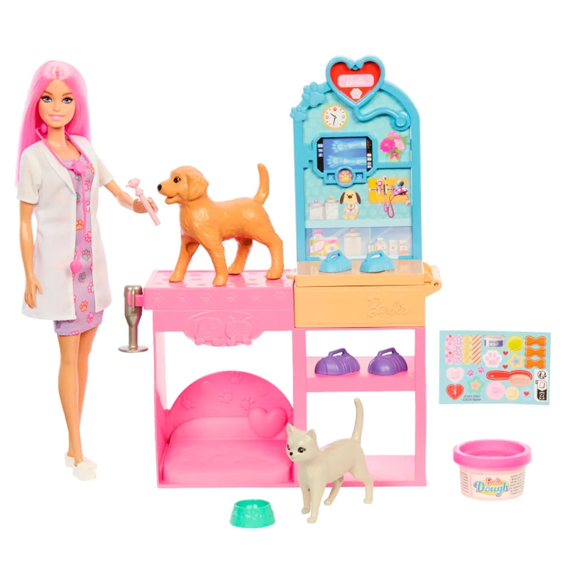 BARBIE PROFESIONES SET DE JUEGO VETERINARIA CON MASCOTAS Y ACCESORIOS  - 4