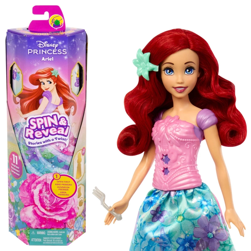 DISNEY PRINCESA MUÑECA ARIEL SPIN AND REVEAL FLORES - 1