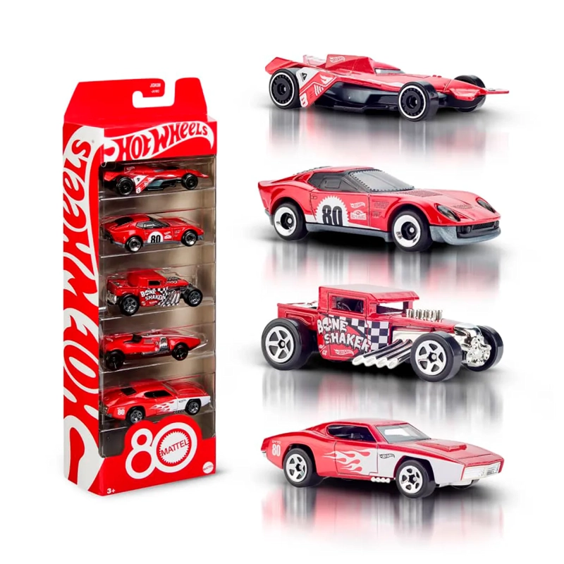 HOT WHEELS VEHÍCULO MATTEL 80 ANIVERSARIO PAQUETE 5 AUTOS
