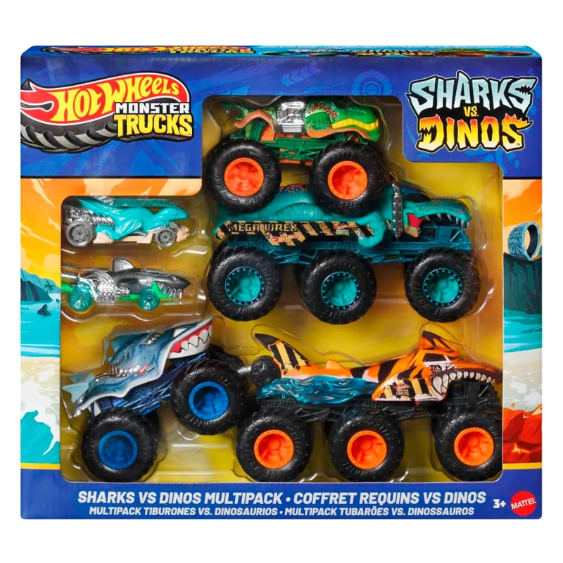 HOT WHEELS MONSTER TRUCKS VEHÍCULO SHARK VS DINO MULTIPACK - 1