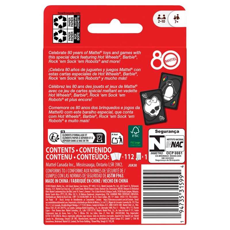 UNO JUEGO DE CARTAS MATTEL 80 ANIVERSARIO  - 5