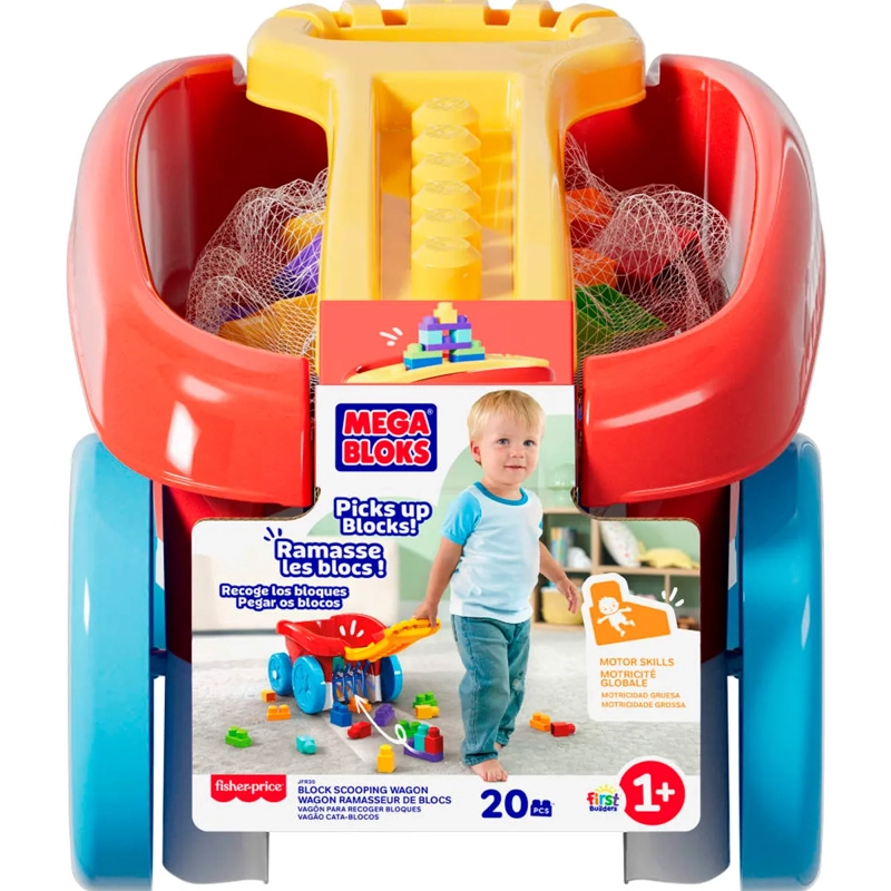 MEGA BLOKS VAGÓN RECOGE BLOQUES JUGUETE DE CONSTRUCCIÓN CON BLOQUES GRANDES, MANGO DE AGARRE FÁCIL Y ALMACENAMIENTO - 6