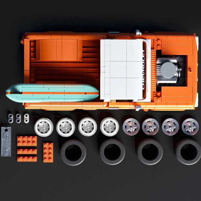 MATTEL BRICK SHOP HOT WHEELS, JUGUETE DE CONSTRUCCIÓN ELITE CUSTOM CHEVY '62 PICKUP, ESCALA 1:16 - 6
