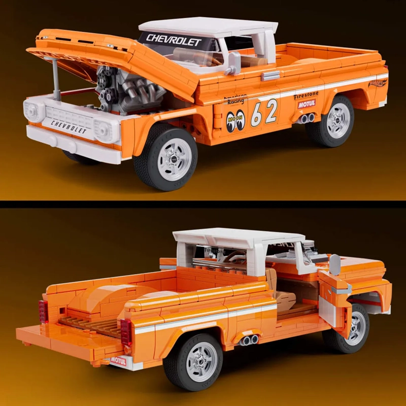 MATTEL BRICK SHOP HOT WHEELS, JUGUETE DE CONSTRUCCIÓN ELITE CUSTOM CHEVY '62 PICKUP, ESCALA 1:16 - 8
