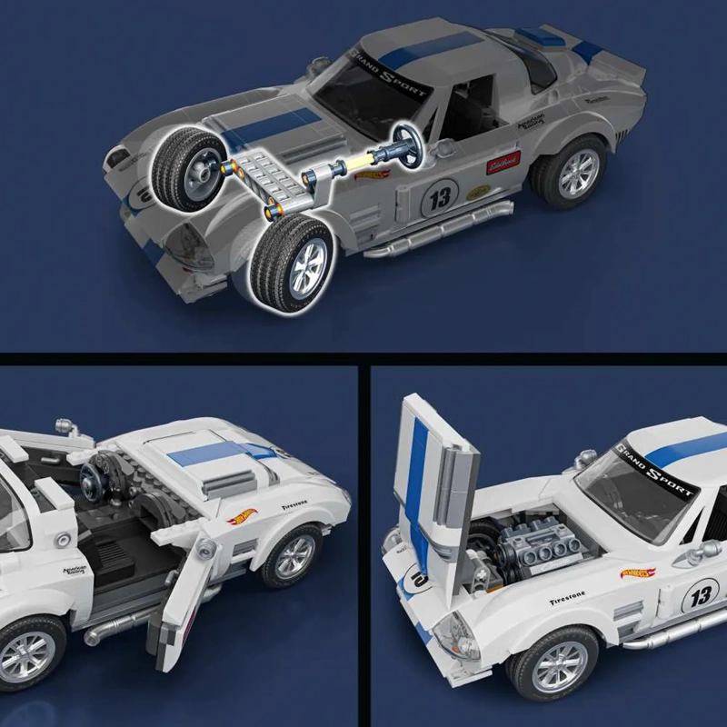 MATTEL BRICK SHOP HOT WHEELS JUGUETE DE CONSTRUCCIÓN ELITE '63 CORVETTE GRAND SPORT ESCALA 1:16 ARMABLE CON PERSONALIZACIÓN - 6