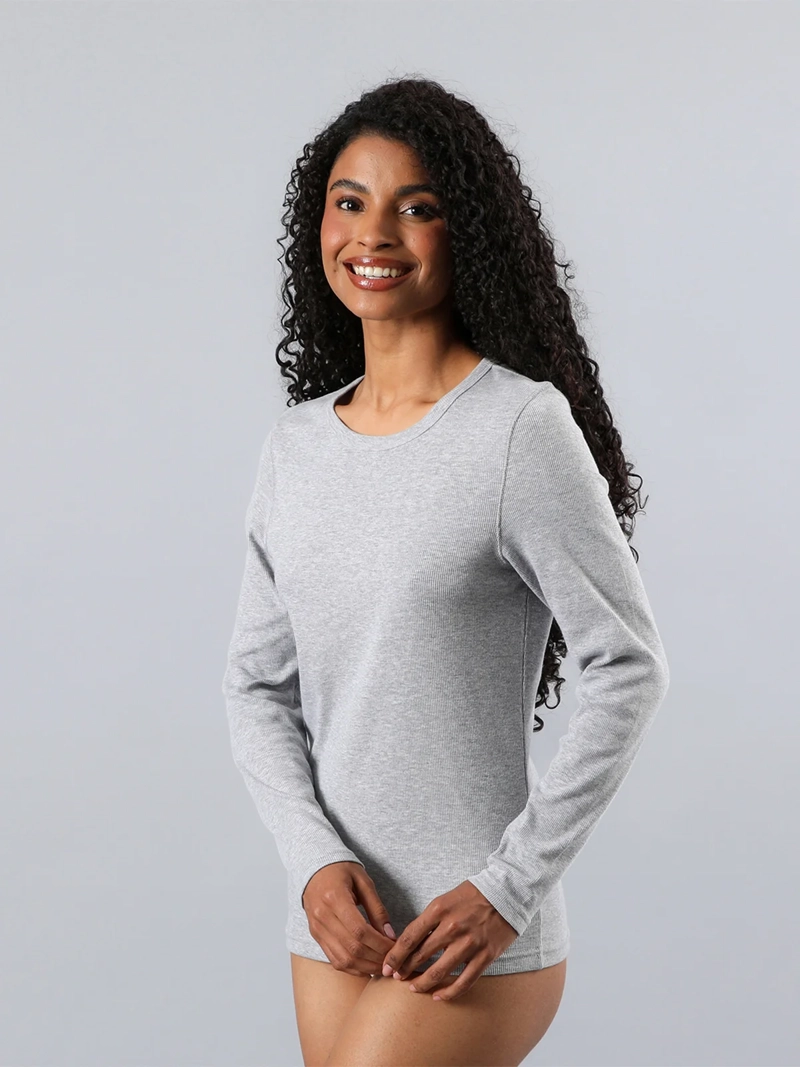 CAMISETA MANGA LARGA MUJER FLORES RIB 50753 - 1