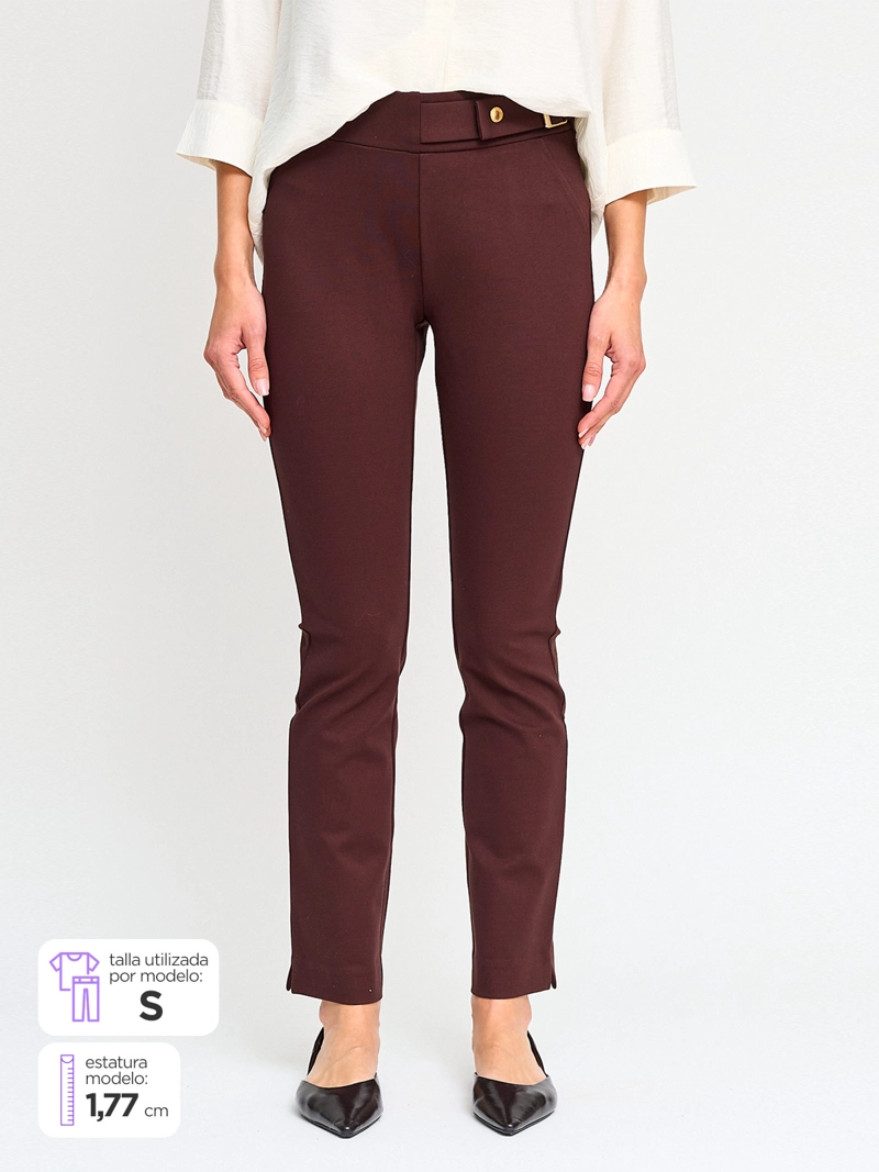 PANTALÓN MUJER CACHAREL RECTO HEBILLA - 1