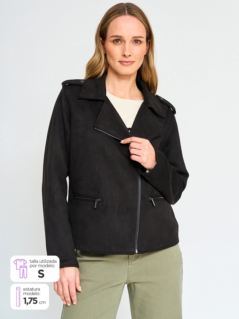 CHAQUETA MUJER AZIZ BIKER CORTA - 1