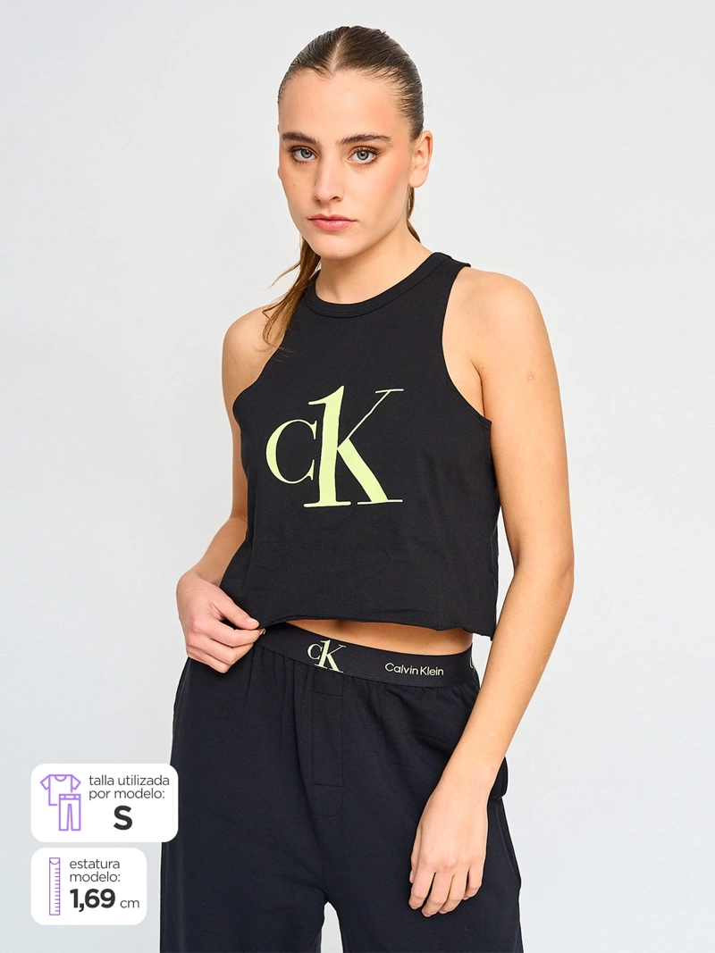 POLERA SIN MANGAS ALGODÓN MUJER CALVIN KLEIN NEGRO QS6884001