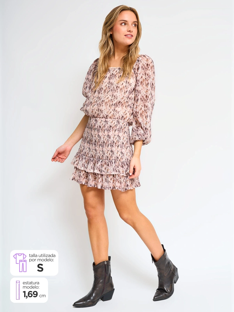 VESTIDO CORTO MUJER INDEX BEIGE PANAL - 1