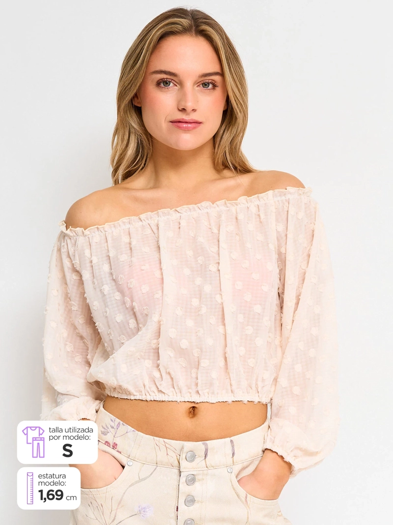 BLUSA MANGA LARGA MUJER INDEX TEXTURA ESTAMPADA - 1