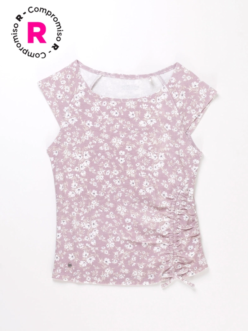 POLERA MANGA CORTA ALGODÓN NIÑA INDEX RECOGIDO - 1