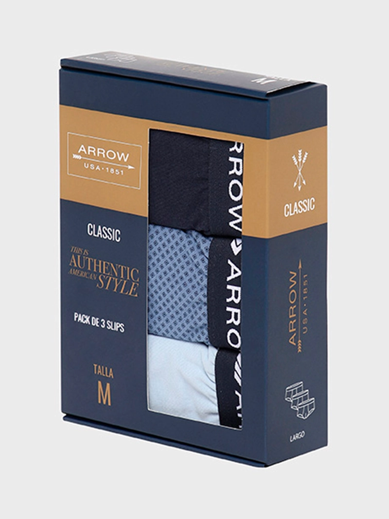PACK 3 SLIP ALGODÓN HOMBRE ARROW MULTICOLOR SLD3001T - 5