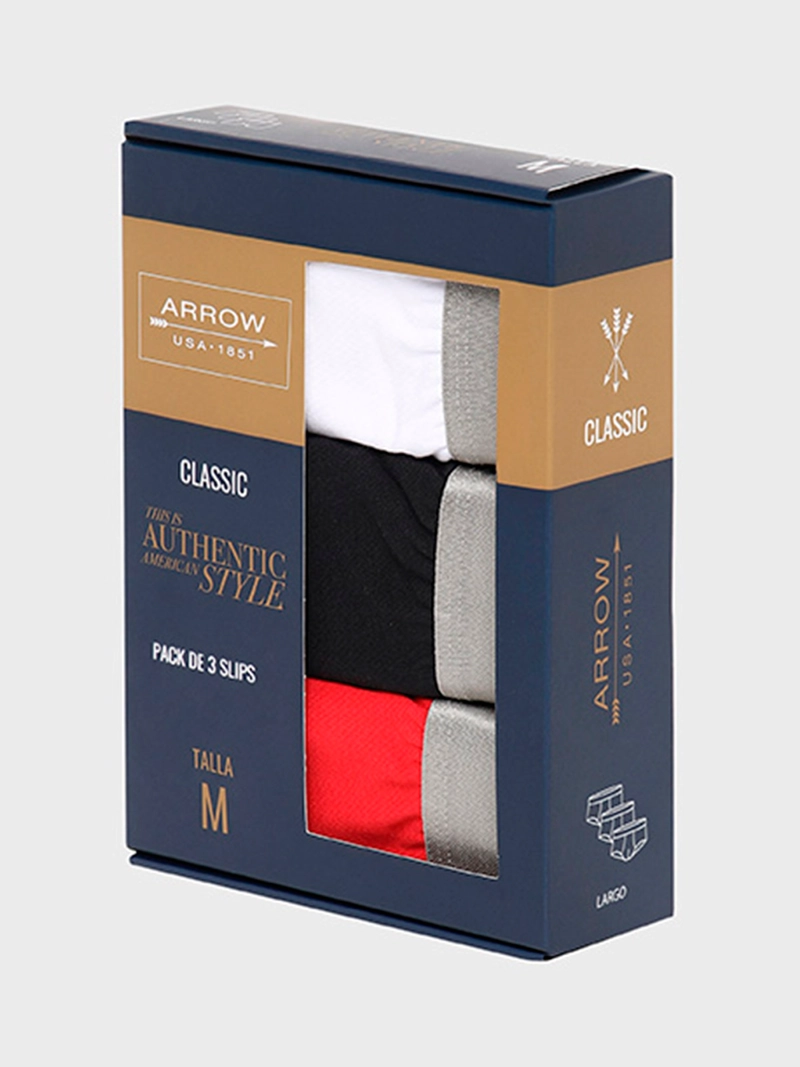 PACK 3 SLIP ALGODÓN HOMBRE ARROW MULTICOLOR SLD3002T - 5