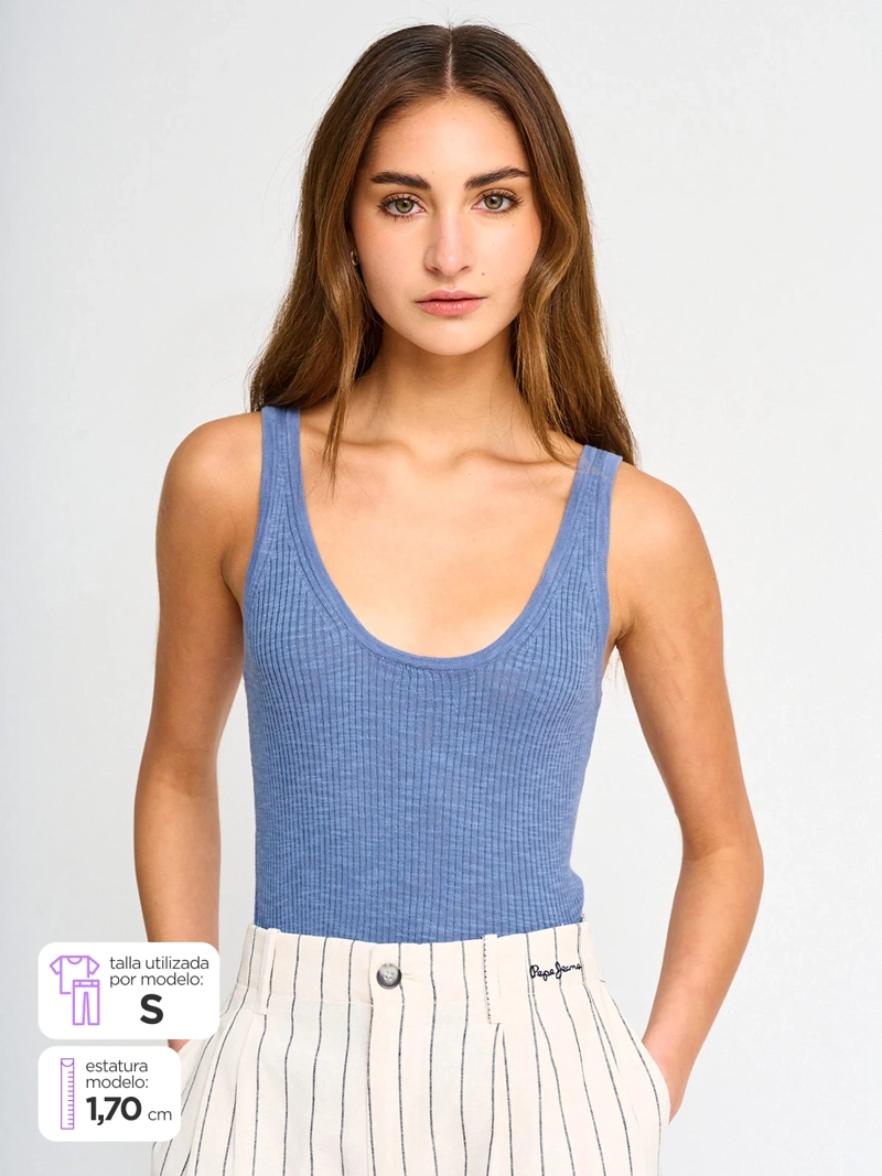 POLERA MUJER PEPE JEANS ALGODÓN SIN MANGAS - 1