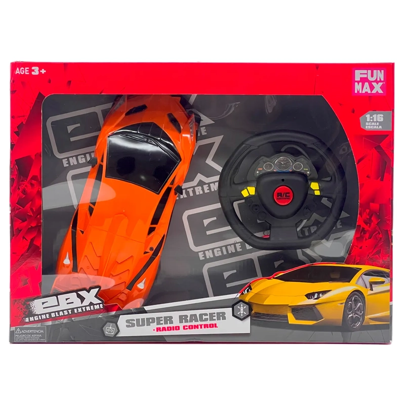 AUTO RADIO CONTROLADO 1 A 18 SUPER RACER EBX C/VOLANTE - 6