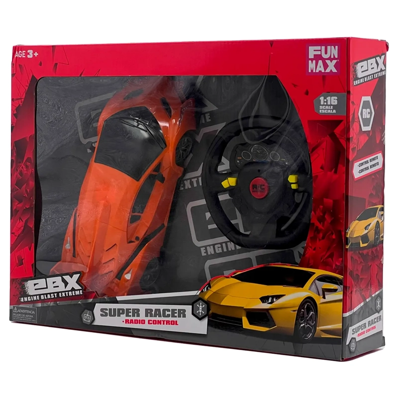 AUTO RADIO CONTROLADO 1 A 18 SUPER RACER EBX C/VOLANTE - 8