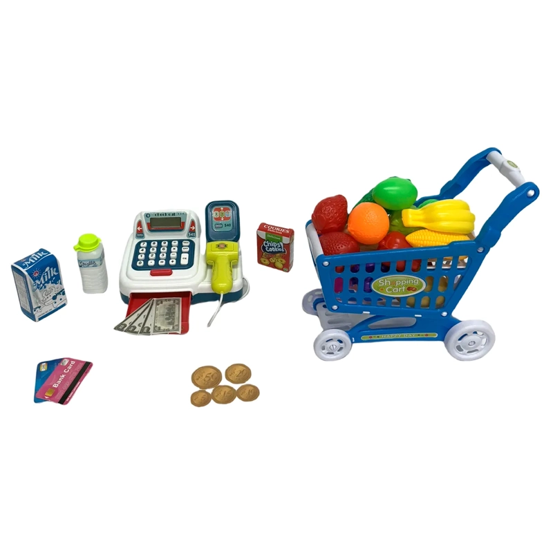 SET CAJA REGISTRADORA Y CARRO AZUL GIFT HF - 2