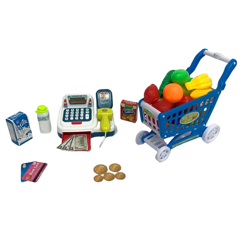 SET CAJA REGISTRADORA Y CARRO AZUL GIFT HF - 3