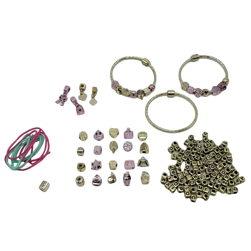 SET BRAZALETES C/LETRAS Y CHARMS - 2