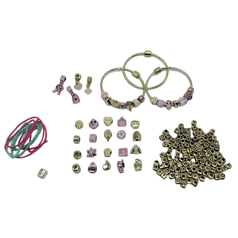 SET BRAZALETES C/LETRAS Y CHARMS - 3