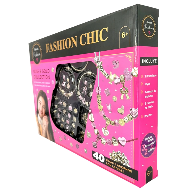 SET BRAZALETES C/LETRAS Y CHARMS - 6