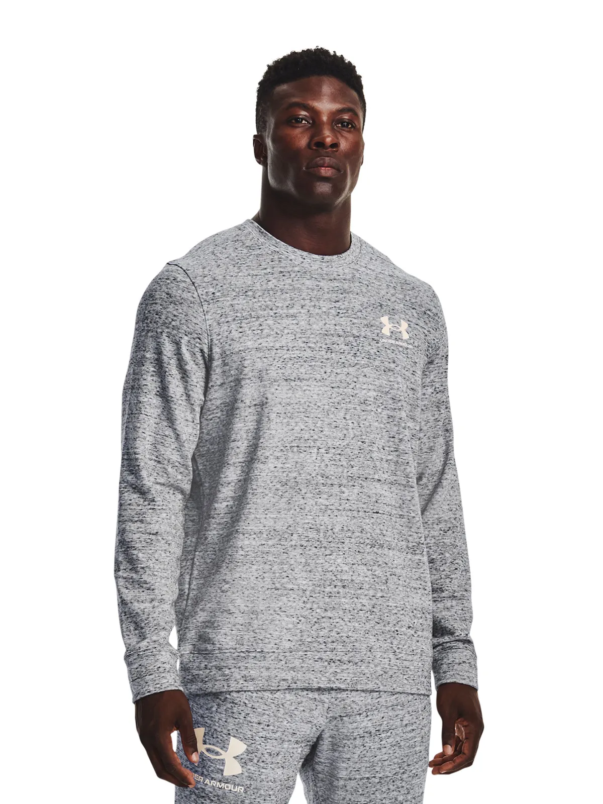 POLERÓN HOMBRE UNDER ARMOUR 1370404 GRIS MANGA LARGA RIVAL TERRY CREW - 1