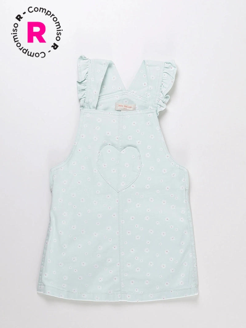 JARDINERA CORTA ALGODÓN NIÑA BABY HARVEST BOLSILLO CORAZÓN - 1