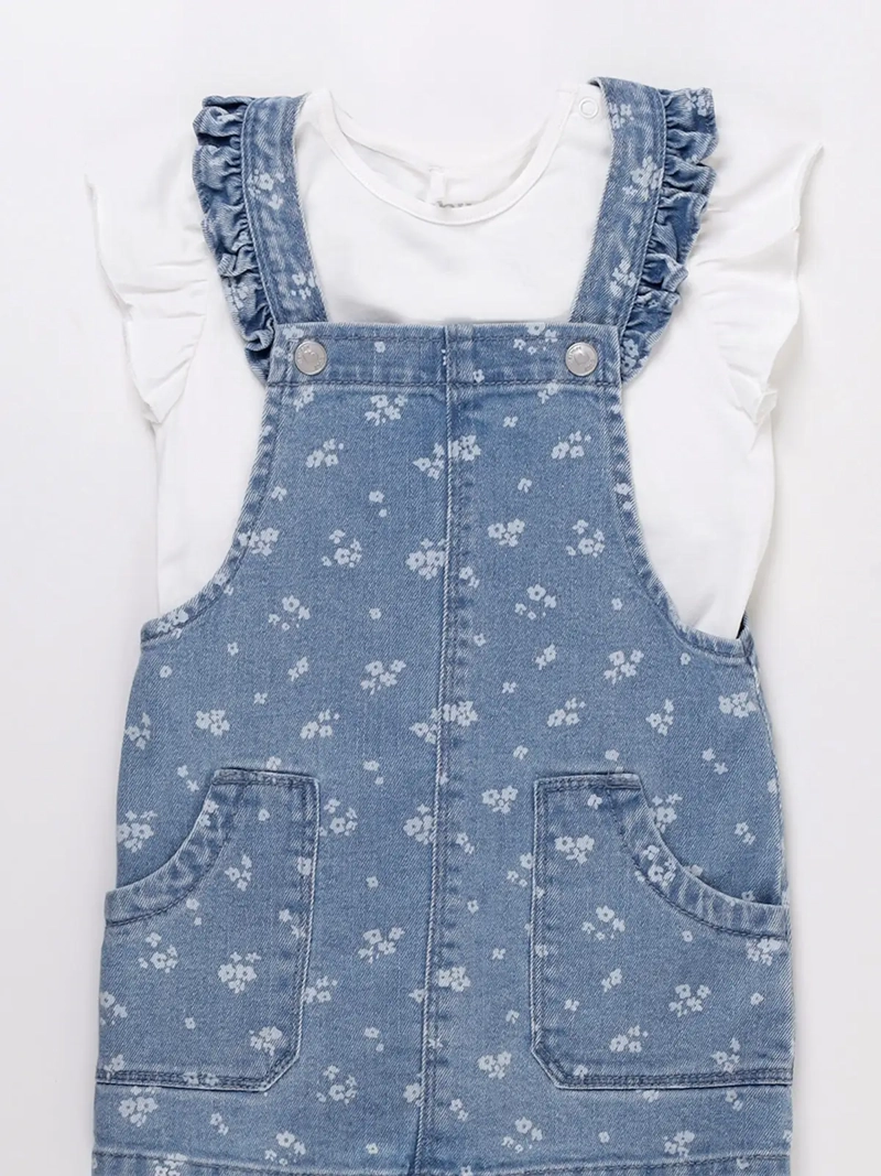 JARDINERA DENIM NIÑA BABY HARVEST ESTAMPADA Y POLERA MANGA CORTA - 3