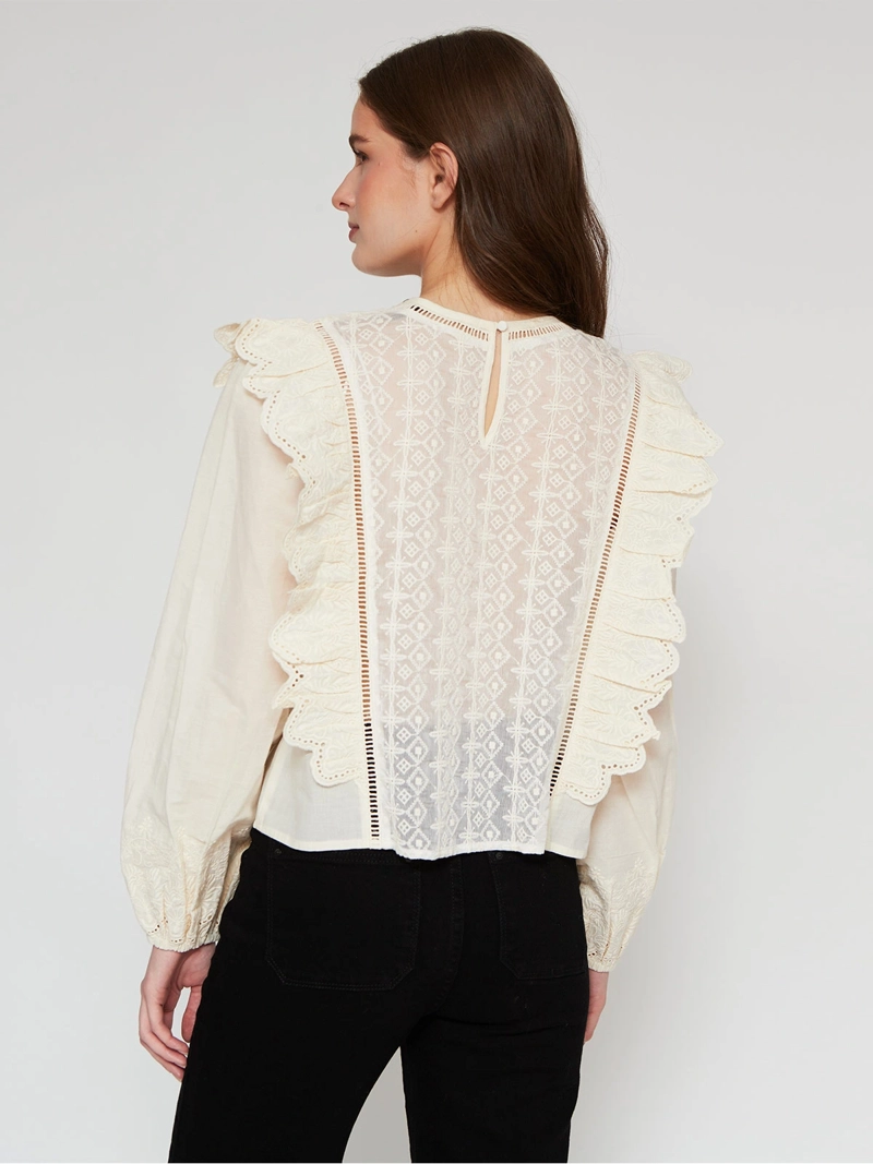 BLUSA MUJER MARQUIS ALGODÓN RUFFLES BORDADA - 2