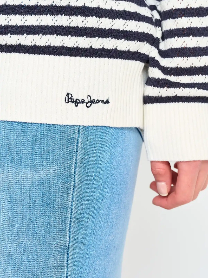 SWEATER MUJER PEPE JEANS CALADO RAYAS - 3