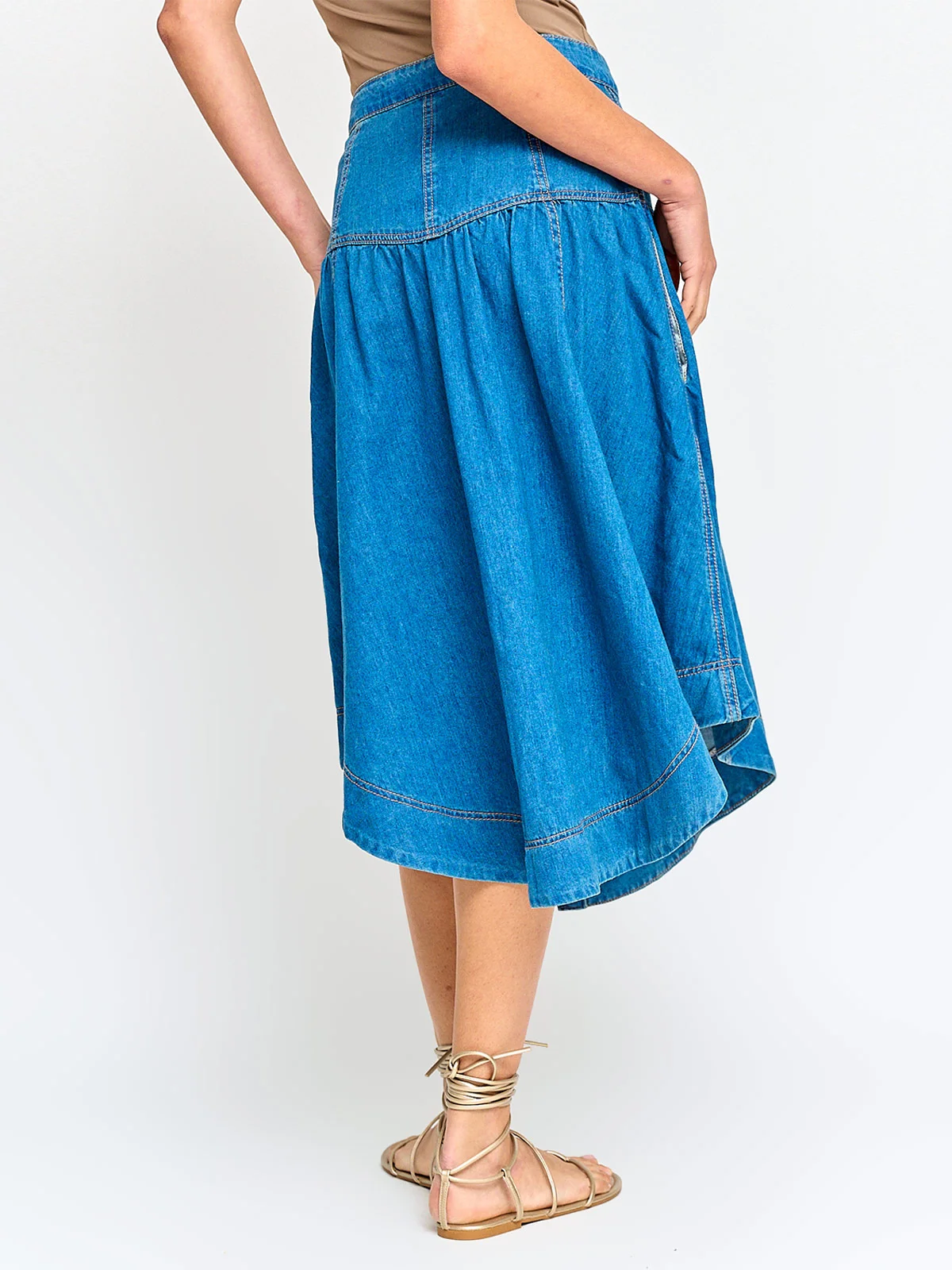 FALDA MUJER TATIENNE ALGODÓN LARGA BOTONES DENIM - 2