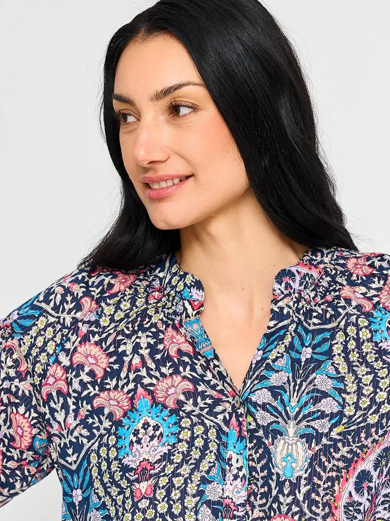 BLUSA MUJER TATIENNE MANGA LARGA ESTAMPADA LAZO CINTURA - 3