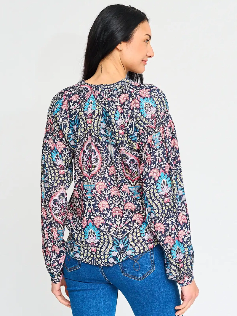 BLUSA MUJER TATIENNE MANGA LARGA ESTAMPADA LAZO CINTURA - 2