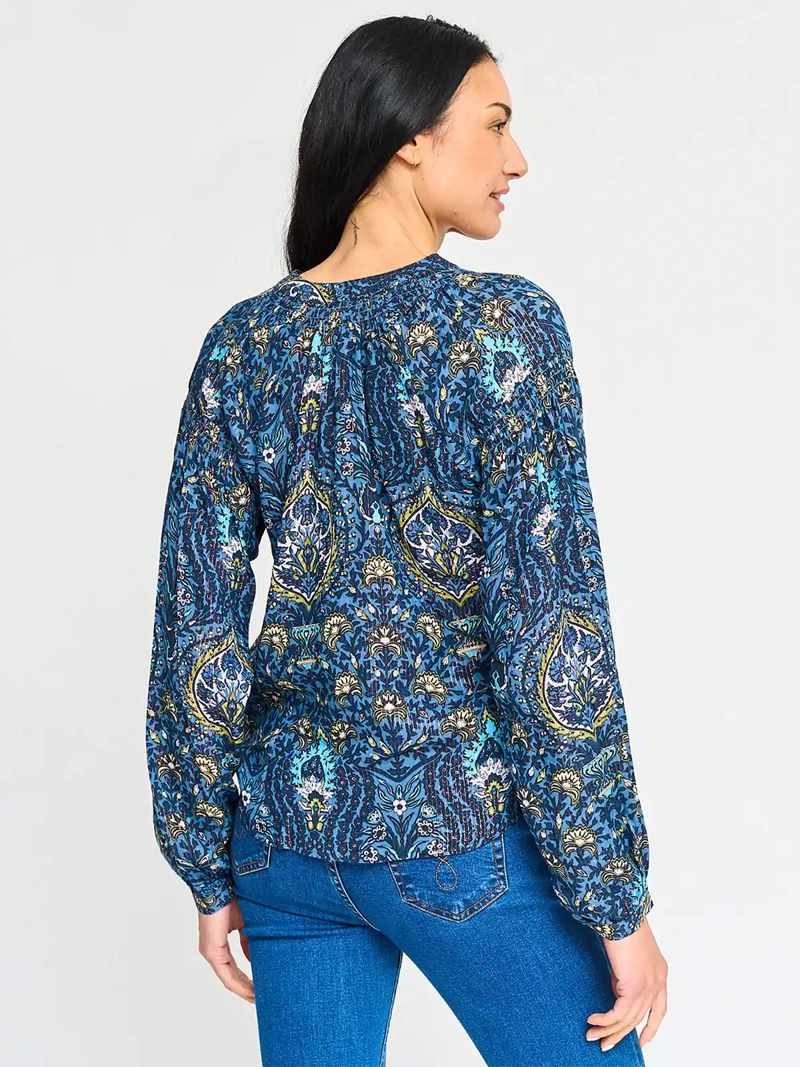 BLUSA MUJER TATIENNE MANGA LARGA ESTAMPADA LAZO CINTURA - 2
