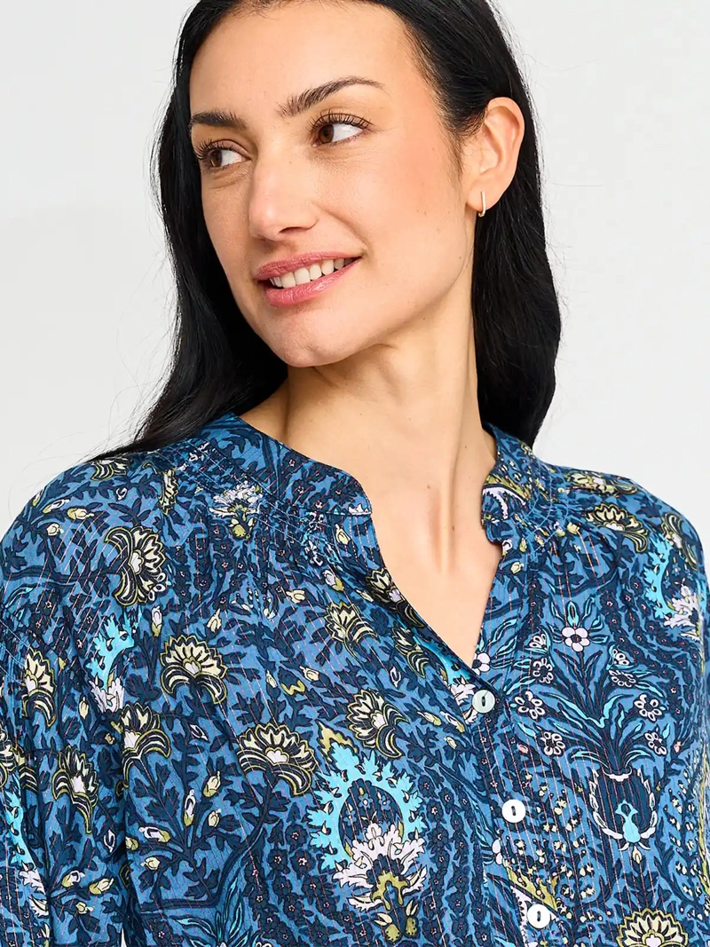 BLUSA MUJER TATIENNE MANGA LARGA ESTAMPADA LAZO CINTURA - 3