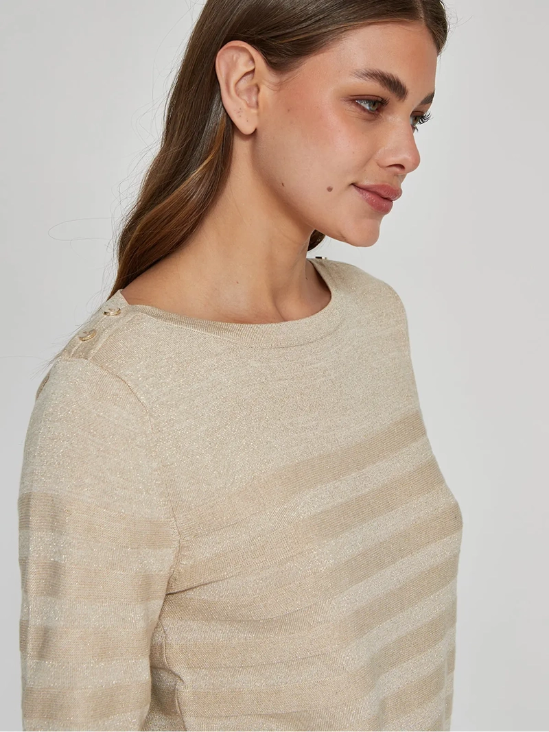 SWEATER MUJER CACHAREL CUELLO BOTE MANGA LARGA BOTONES - 3