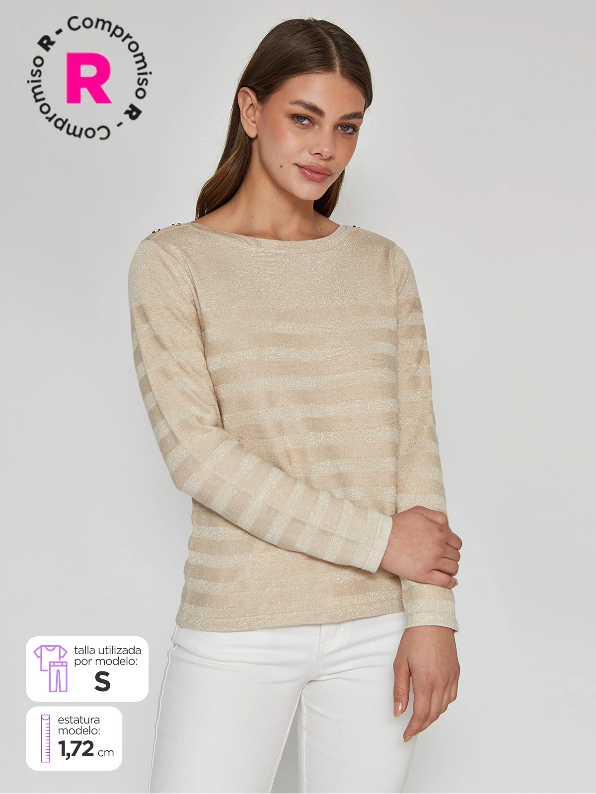 SWEATER MUJER CACHAREL CUELLO BOTE MANGA LARGA BOTONES - 1
