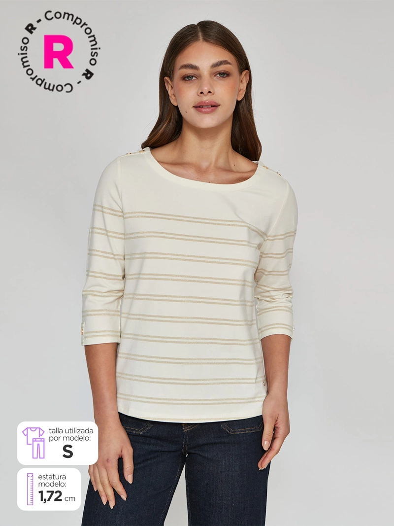 POLERA MUJER CACHAREL ALGODÓN MANGA 3/4 - 1