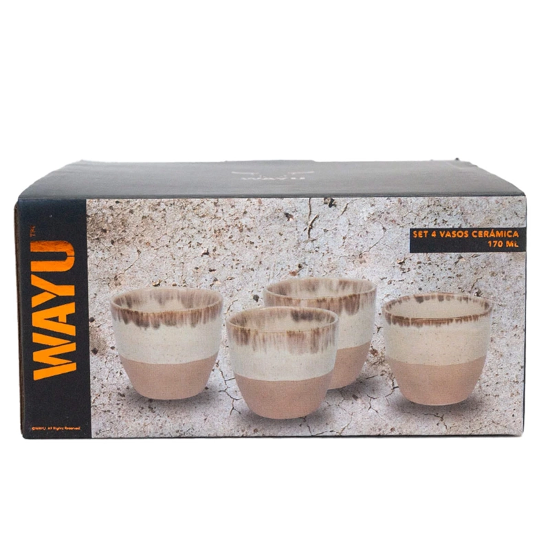 SET X4 VASOS WAYU CERÁMICA BEIGE - 4