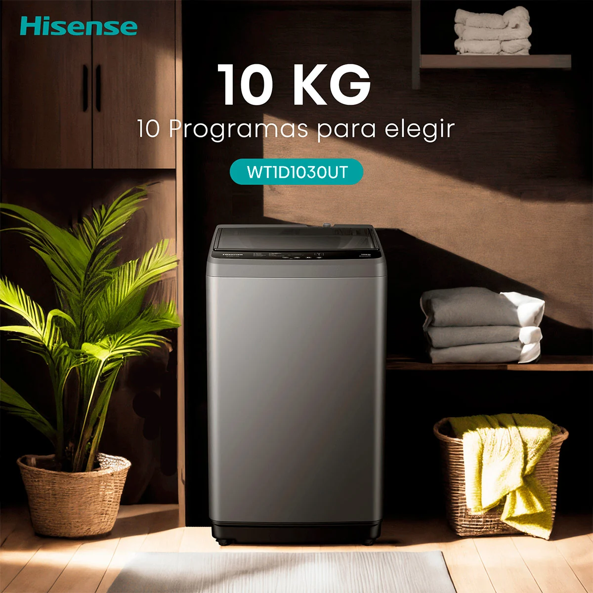 LAVADORA CARGA SUPERIOR HISENSE WT1D1030UT 10KG GRAFITO - 12