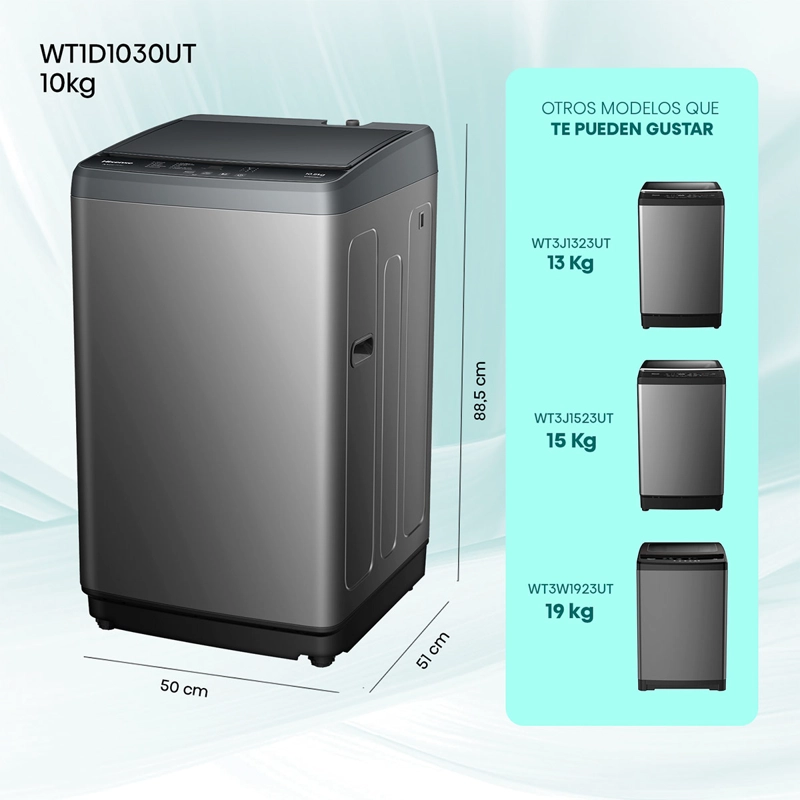 LAVADORA CARGA SUPERIOR HISENSE WT1D1030UT 10KG GRAFITO - 3