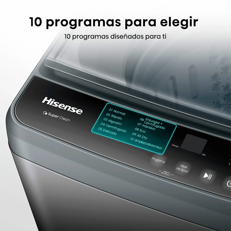 LAVADORA CARGA SUPERIOR HISENSE WT1D1030UT 10KG GRAFITO - 7