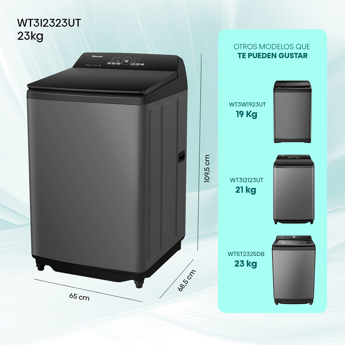 LAVADORA CARGA SUPERIOR HISENSE WT3I2323UT 23KG GRAFITO - 3
