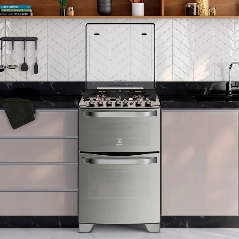 COCINA A GAS ELECTROLUX 56DXA 4 PLATOS GRILL DOBLE HORNO GRIS - 5