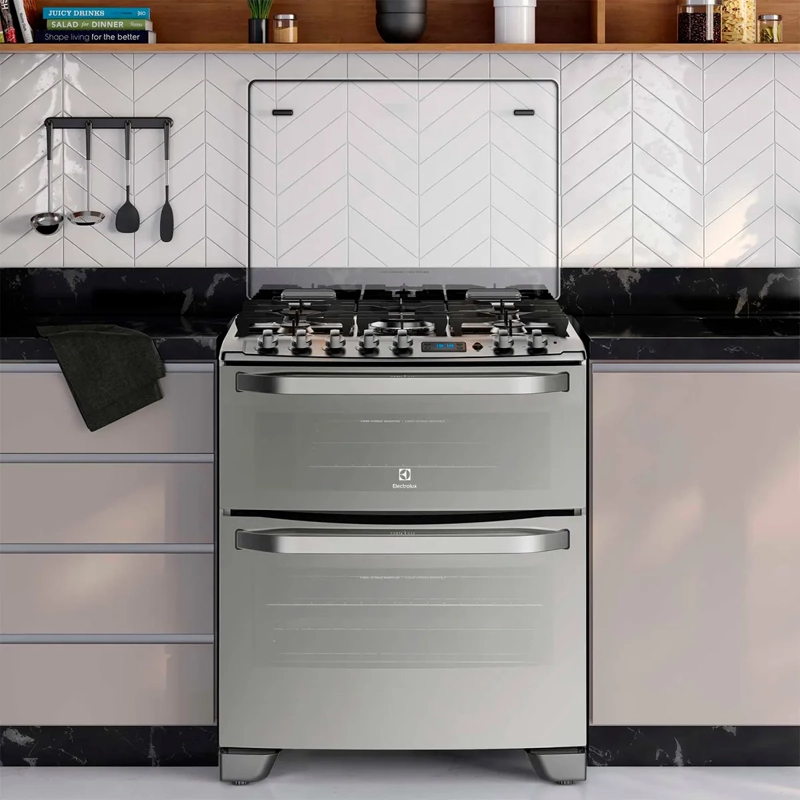 COCINA A GAS ELECTROLUX 76DXA 5 PLATOS GRILL DOBLE HORNO GRIS - 5